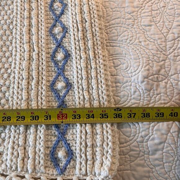 Vintage Granny Popcorn Crochet Throw Blanket Shawl Fringe Hand-made - Picture 3 of 6